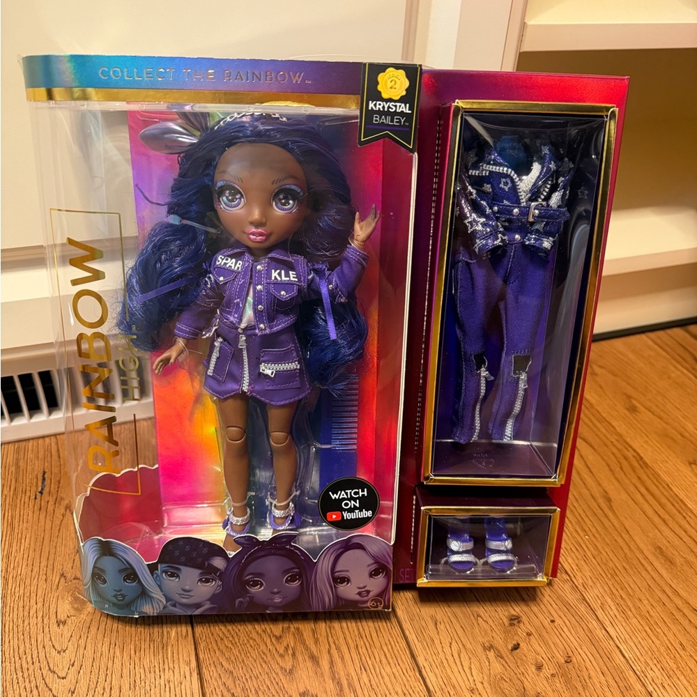 Rainbow High Series 2  Krystal Bailey Purple Wavy Hair Fashion Doll Unopened Set